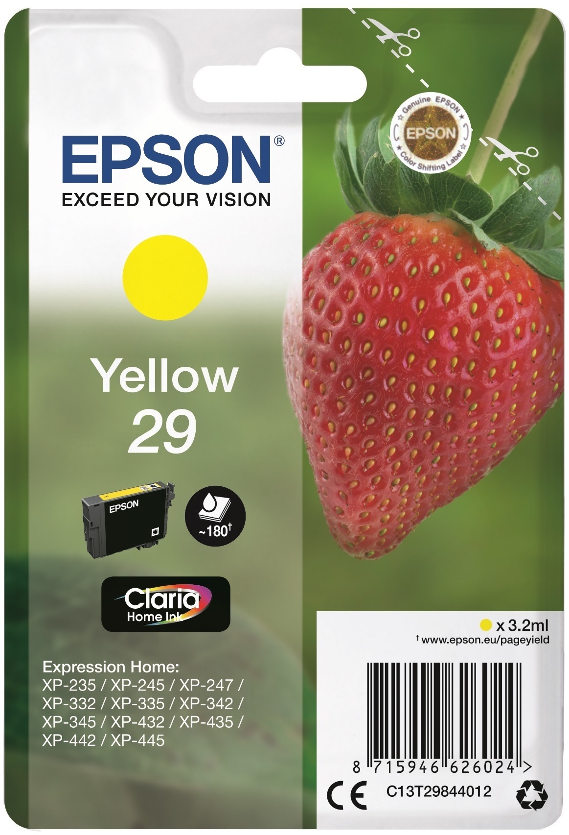 Картридж струйный Epson Claria Home 29, желтый