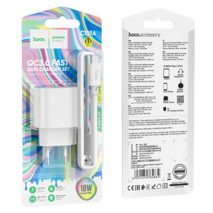 hoco-c109a-fighter-single-port-qc3-wall-charger-eu-set-usb-tc-packaging