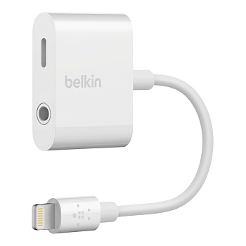 Адаптер Belkin Lightning to 3.5 мм Audio + Charge RockStar, белый