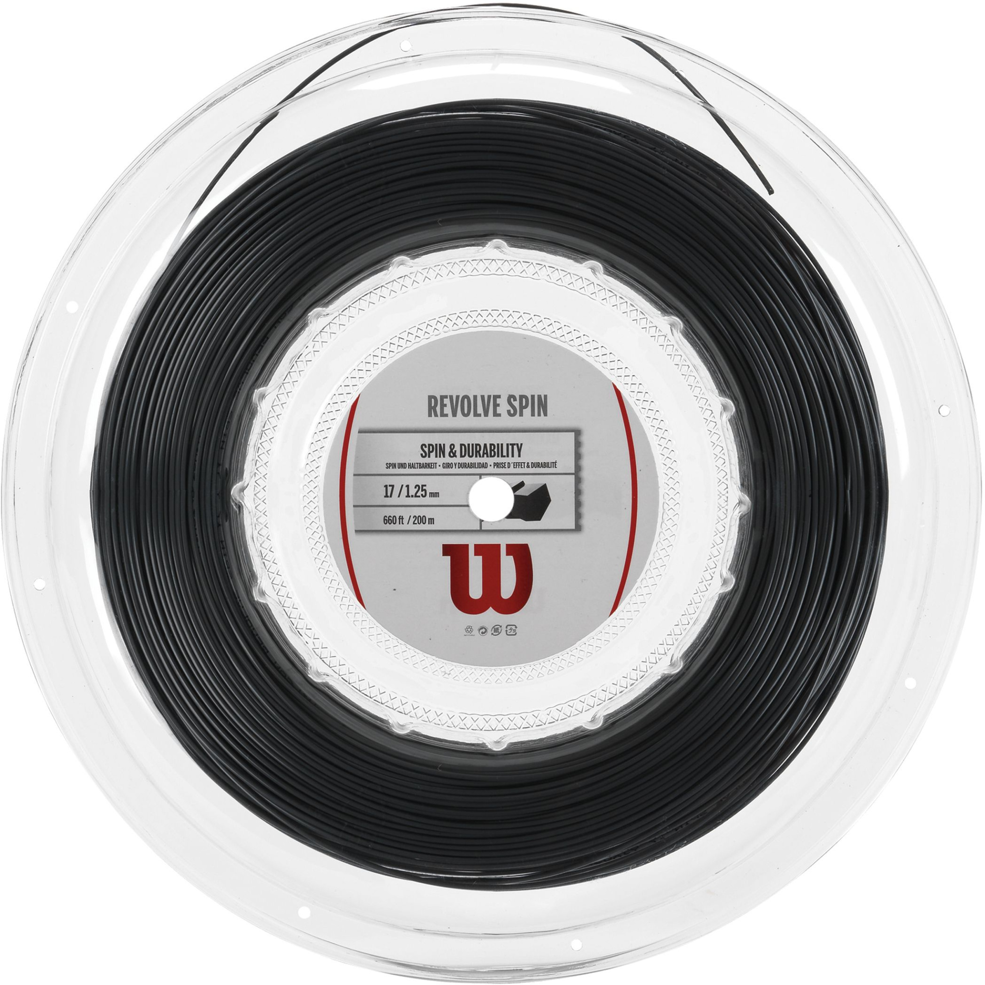 Струны для ракетки Wilson Revolve Spin, черные, 17/1,25 мм WRZ908100