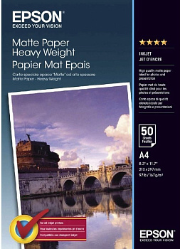 Фотобумага Epson A4 Matte Paper Heavyweight, 50 листов, вес 167 г/м2