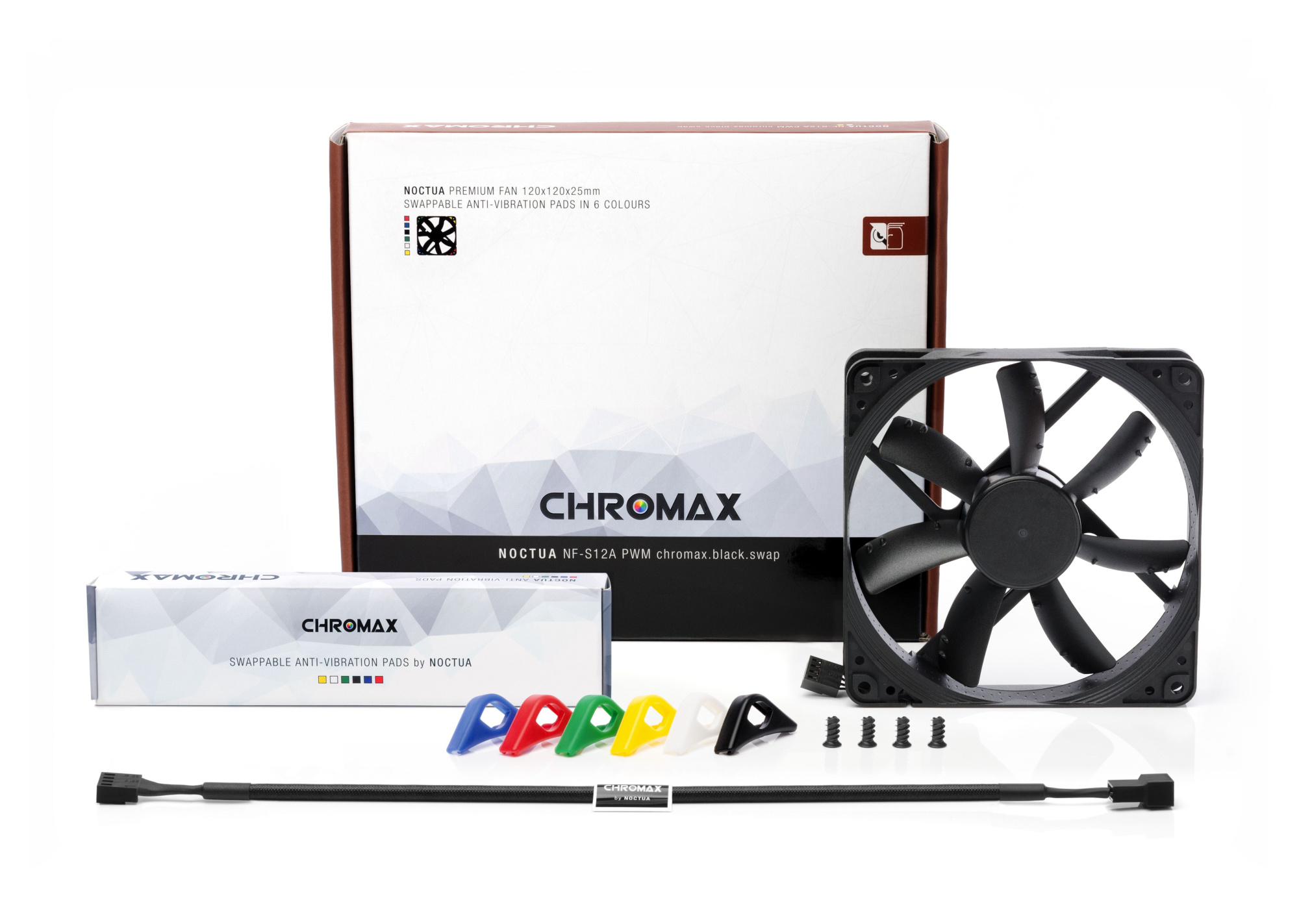 Вентилятор корпуса Noctua NF-S12A chromax.blac.swap, 120 мм