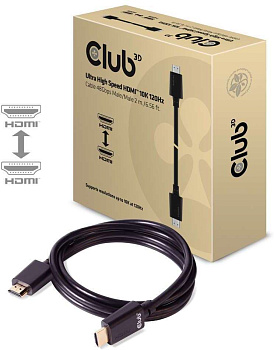 Кабель Club 3D Ultra High Speed HDMI 2.1, 10K 120Hz, 2м, чёрный