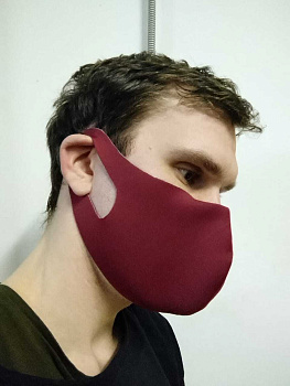 Маска многоразовая 100% п/э из мембранного материала бордо