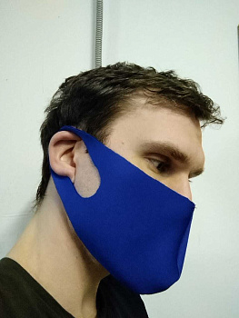 Маска многоразовая 100% п/э из мембранного материала синяя