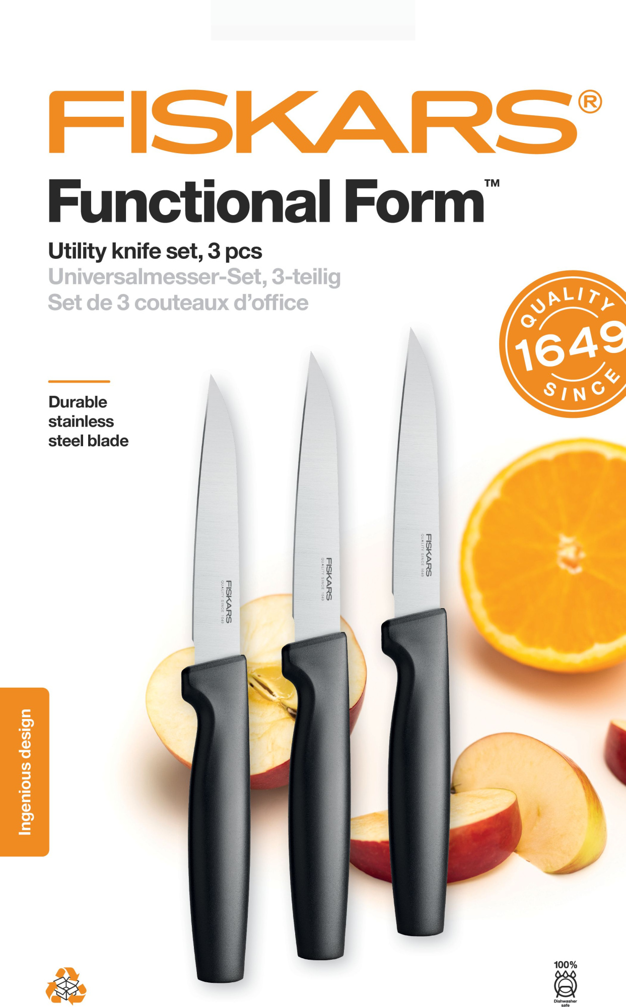 Набор универсальных ножей Fiskars Functional Form 3 предмета Набор универсальных ножей Fiskars Functional Form 3 предмета